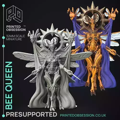 Bee Queen - 3D Printable TTRPG - PRESUPPORTED - 32mm Scale 3D print model