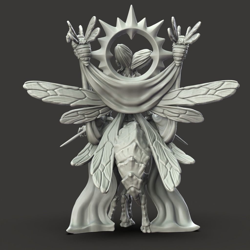 Bee Queen - 3D Printable TTRPG - PRESUPPORTED - 32mm Scale 3D print model_8