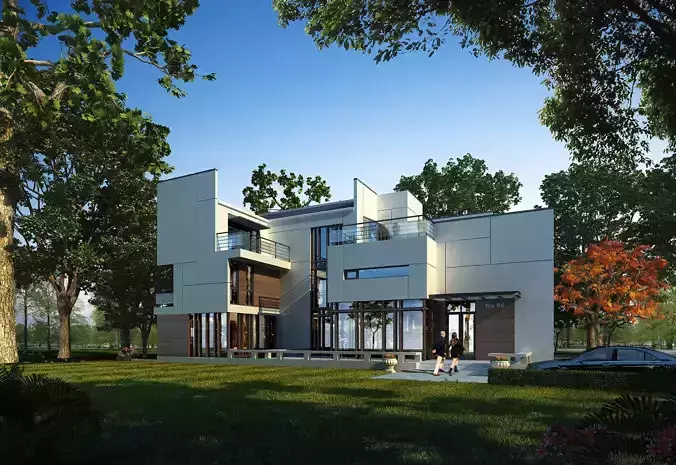 3D model of 2022 luxury fashion villa exterior 71