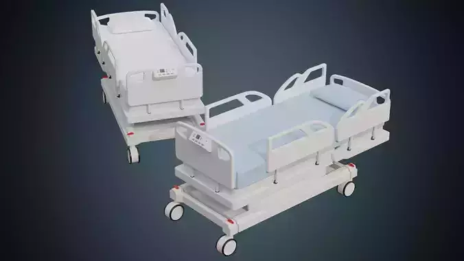 Hospital Bed 1A Low-poly 3D model