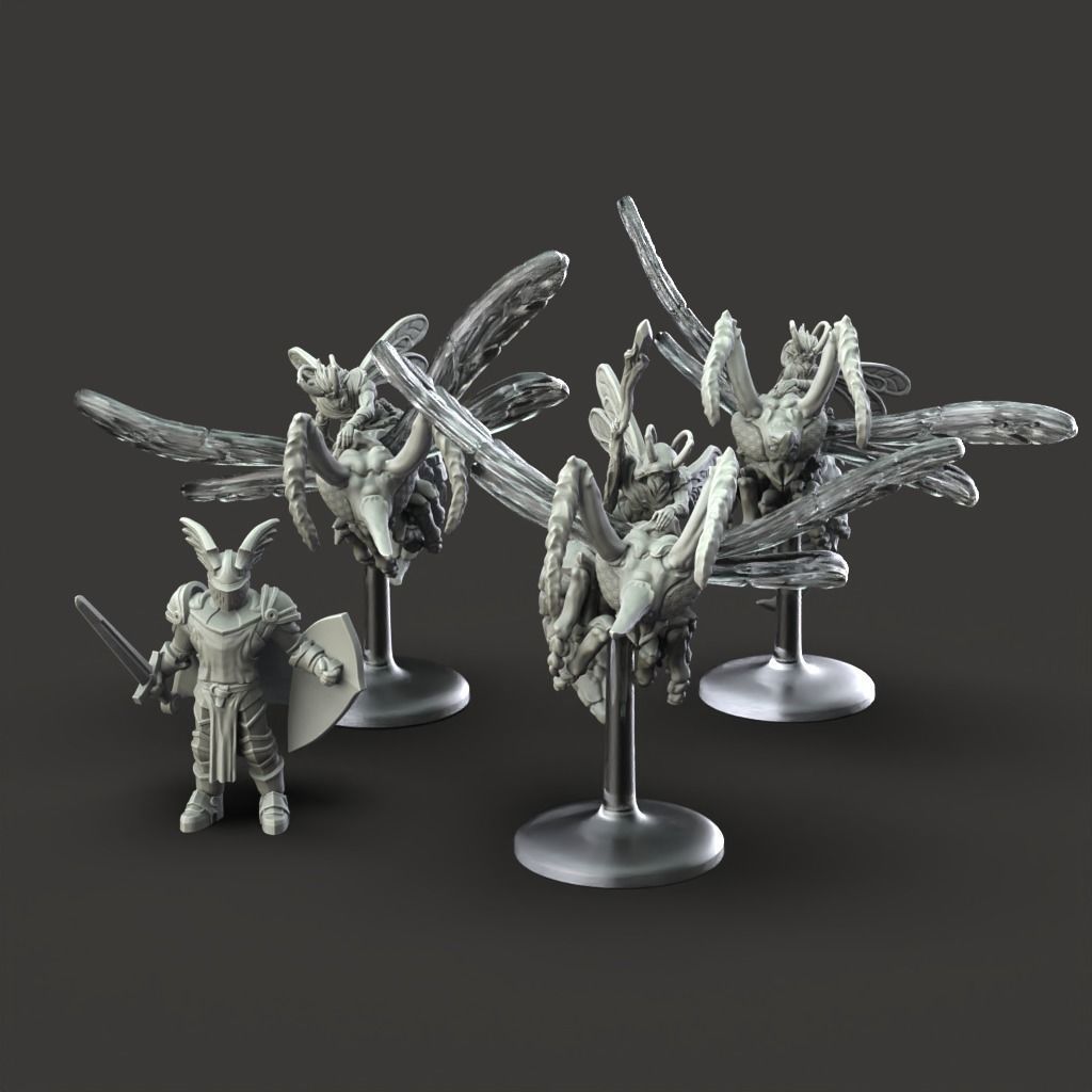Wasp Cavalry - 3D Printable TTRPG - PRESUPPORTED - 32mm Scale 3D print model_7