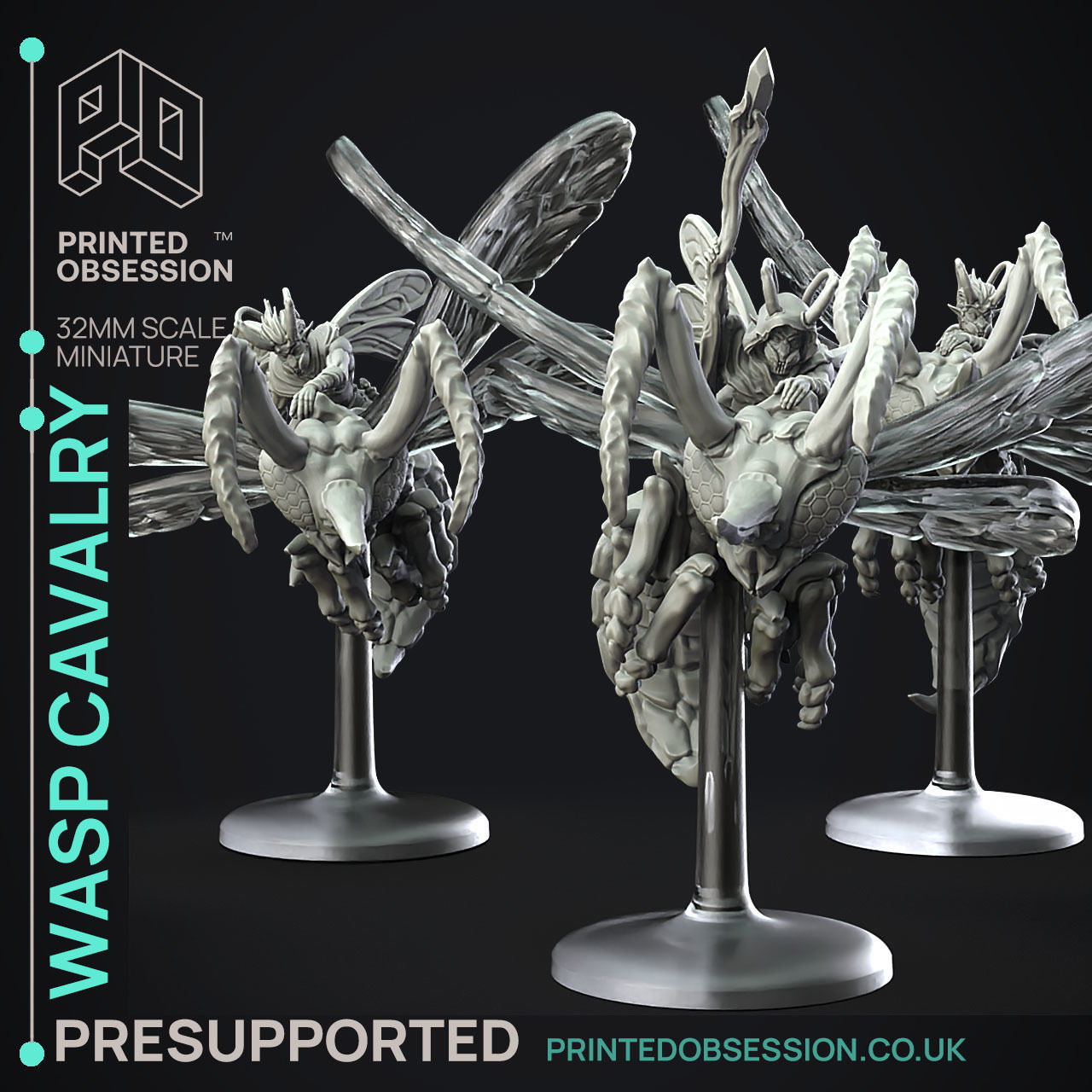 Wasp Cavalry - 3D Printable TTRPG - PRESUPPORTED - 32mm Scale 3D print model_2