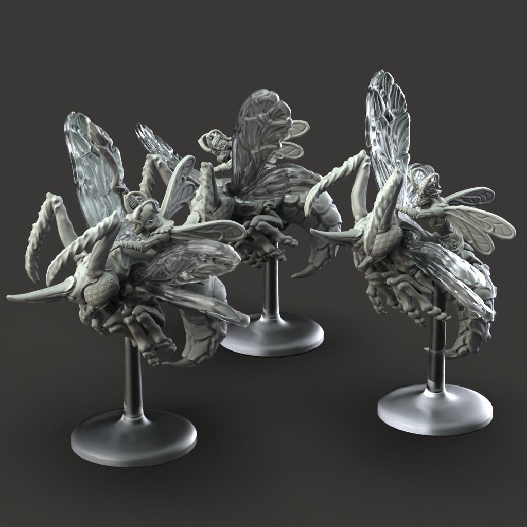 Wasp Cavalry - 3D Printable TTRPG - PRESUPPORTED - 32mm Scale 3D print model_10