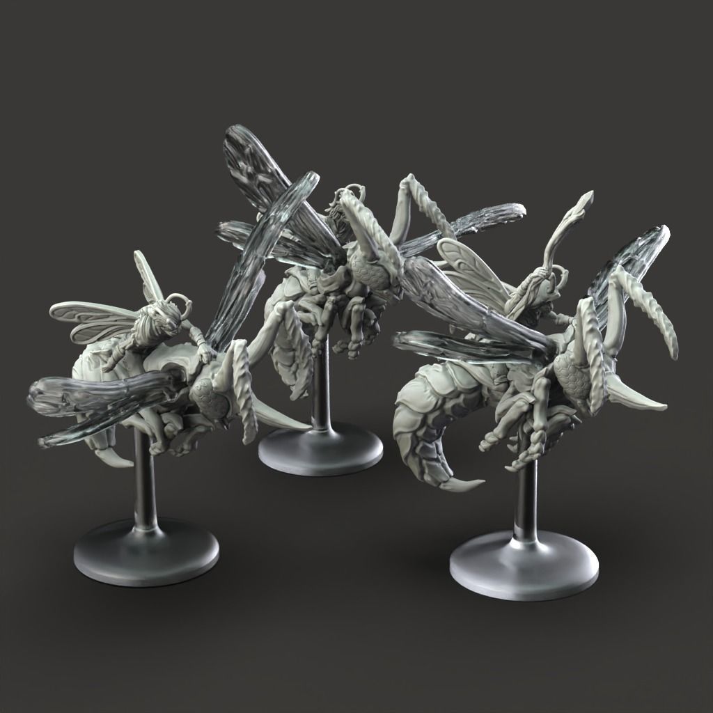 Wasp Cavalry - 3D Printable TTRPG - PRESUPPORTED - 32mm Scale 3D print model_11