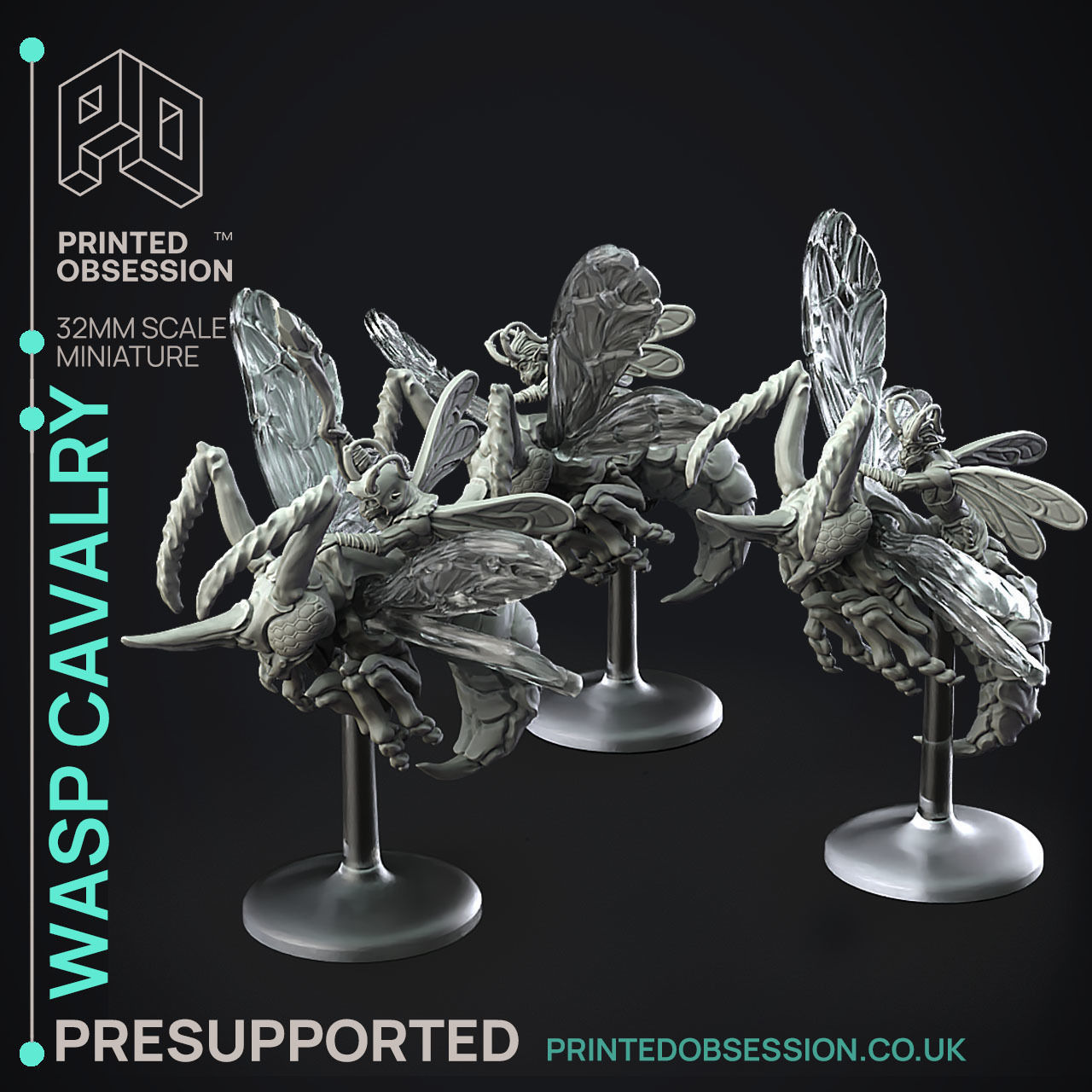 Wasp Cavalry - 3D Printable TTRPG - PRESUPPORTED - 32mm Scale 3D print model_1