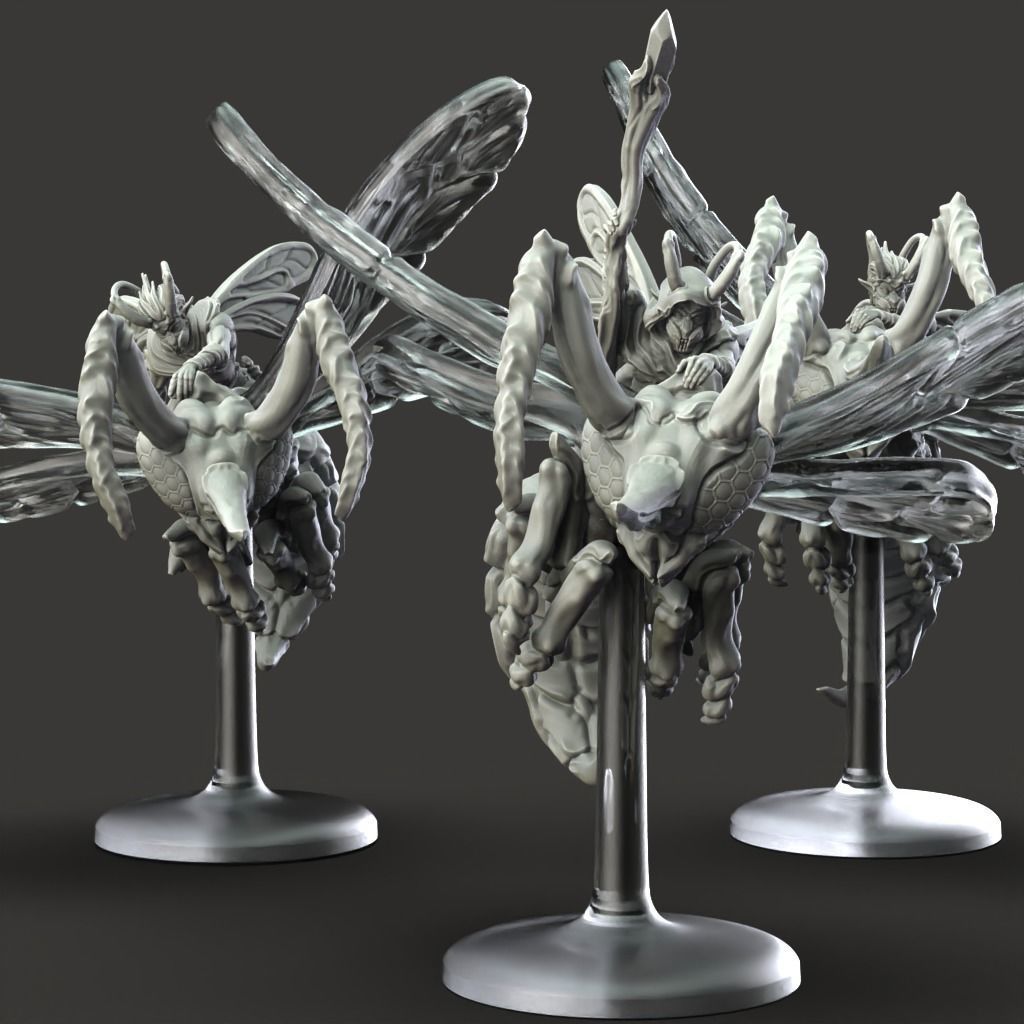 Wasp Cavalry - 3D Printable TTRPG - PRESUPPORTED - 32mm Scale 3D print model_8
