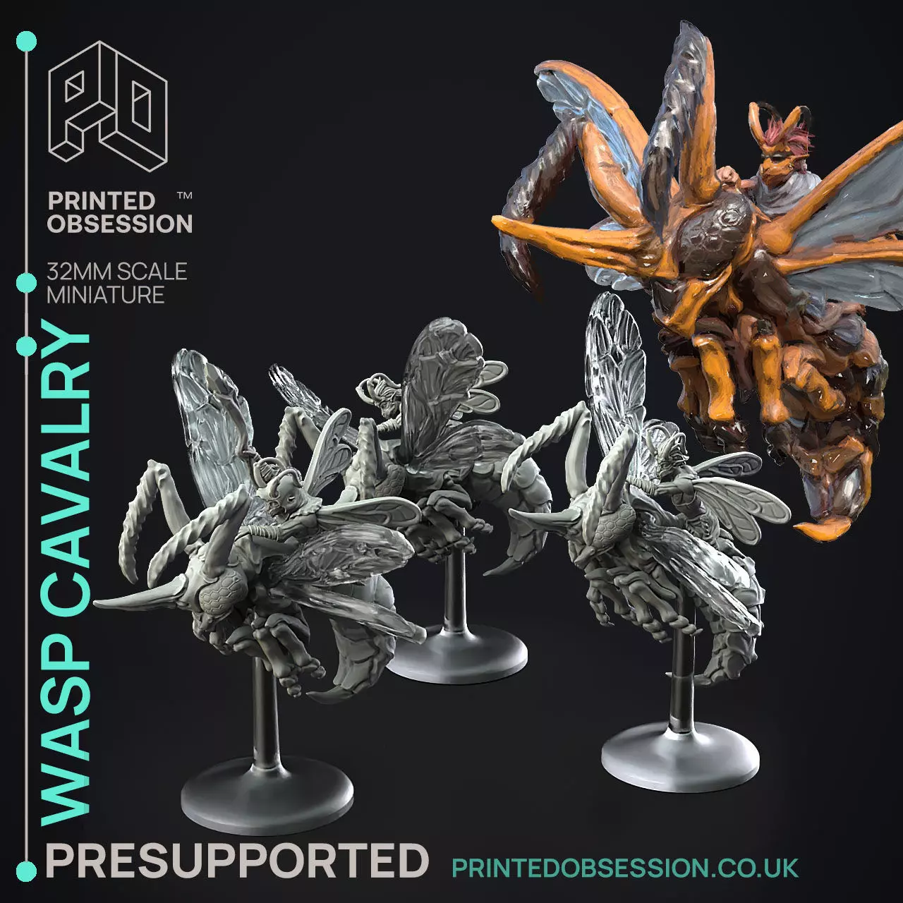 Wasp Cavalry - 3D Printable TTRPG - PRESUPPORTED - 32mm Scale 3D print model_0