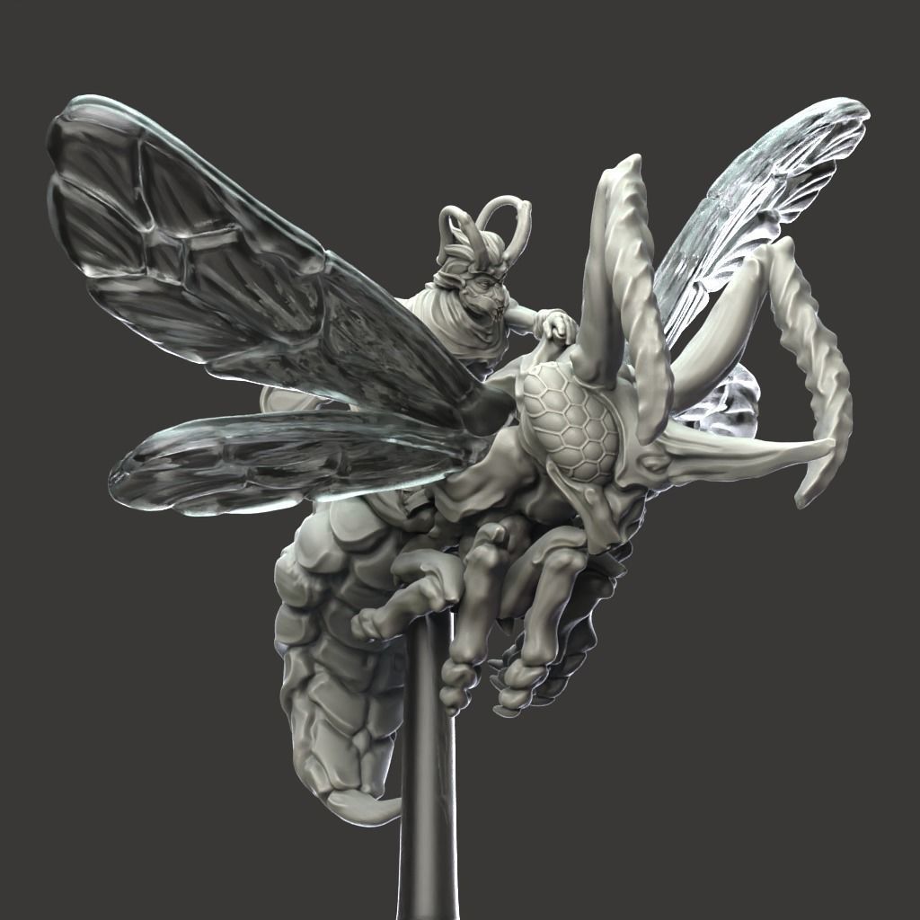 Wasp Cavalry - 3D Printable TTRPG - PRESUPPORTED - 32mm Scale 3D print model_5