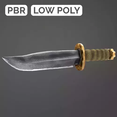 Old Knife 3D Model Low Poly PBR