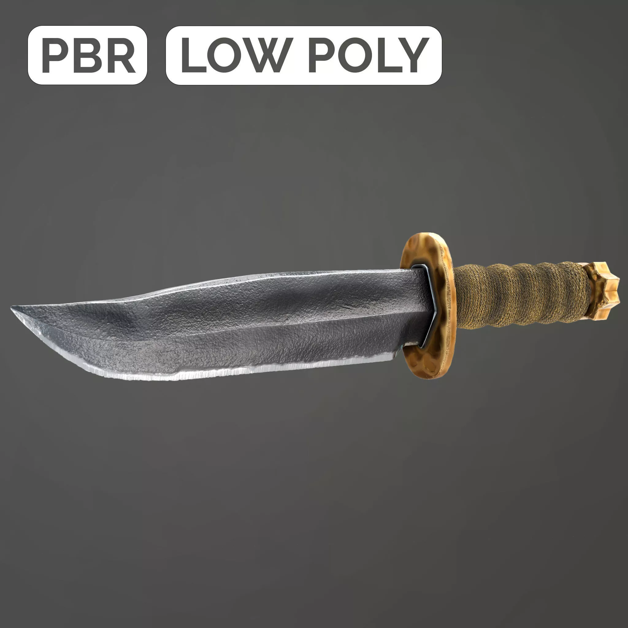 Old Knife 3D Model Low Poly PBR Low-poly 3D model