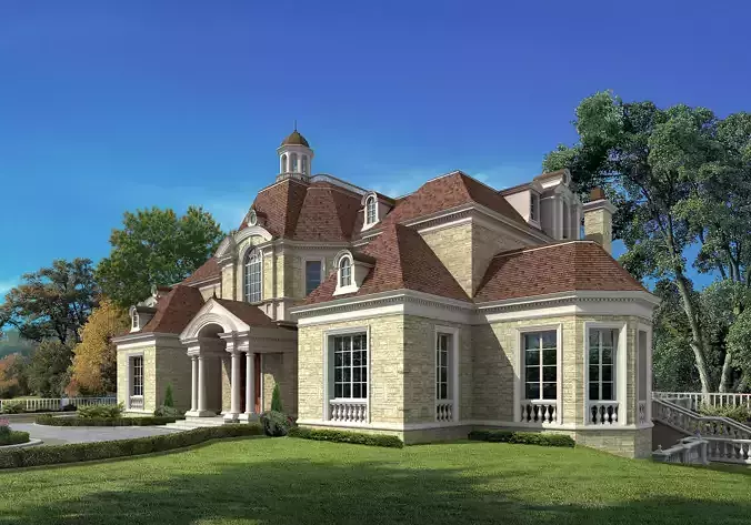 3D model of 2022 luxury fashion villa exterior 74