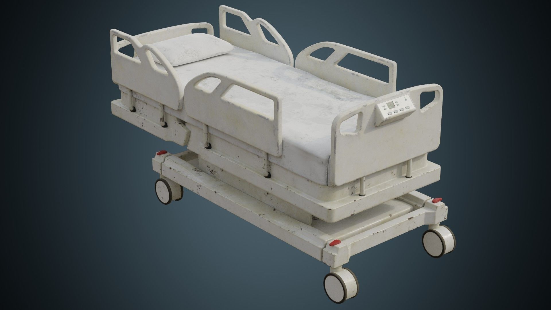 Hospital Bed 1B Low-poly 3D model_4