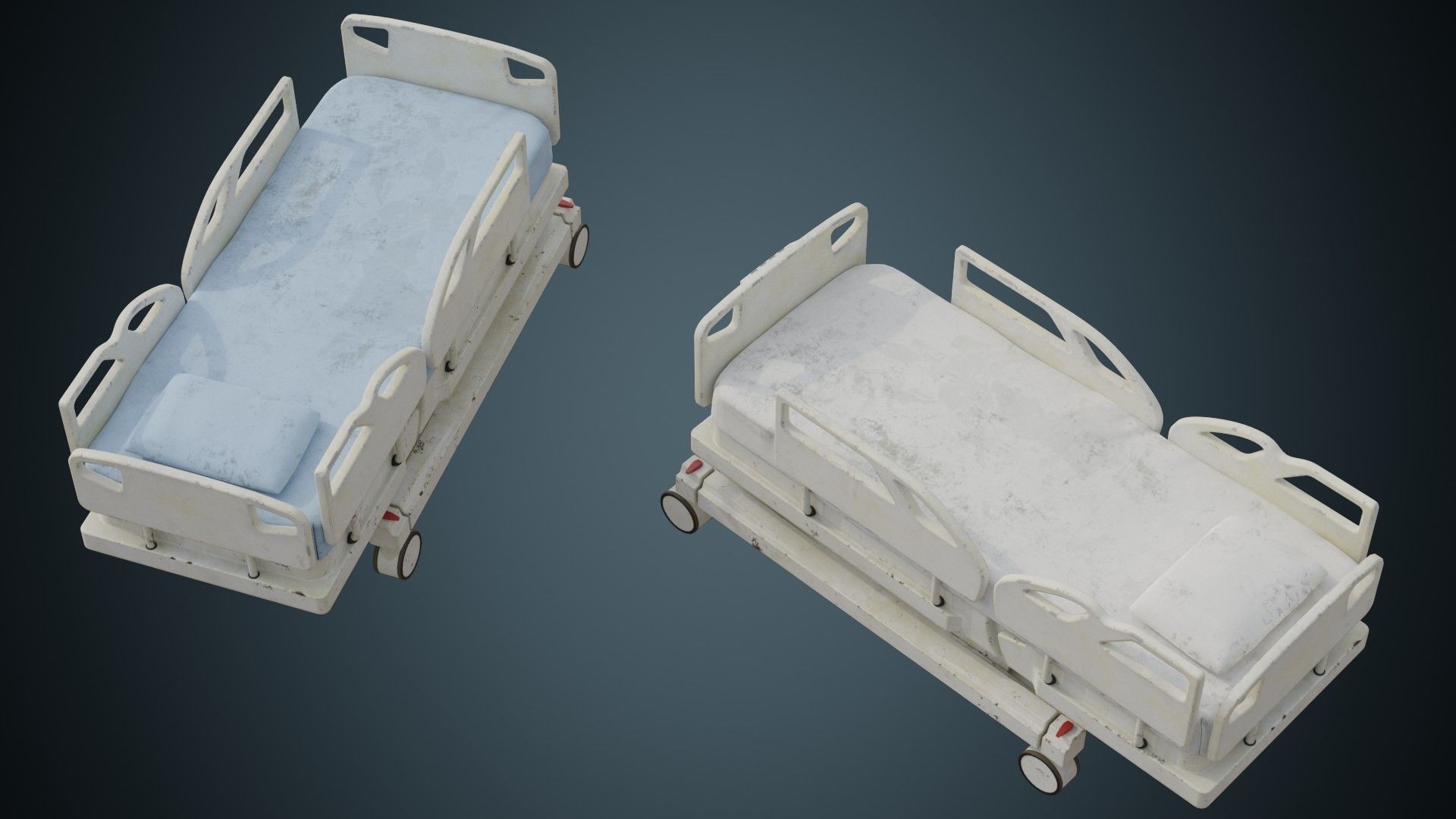 Hospital Bed 1B Low-poly 3D model_1
