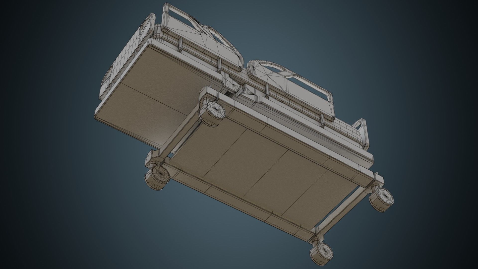 Hospital Bed 1B Low-poly 3D model_9