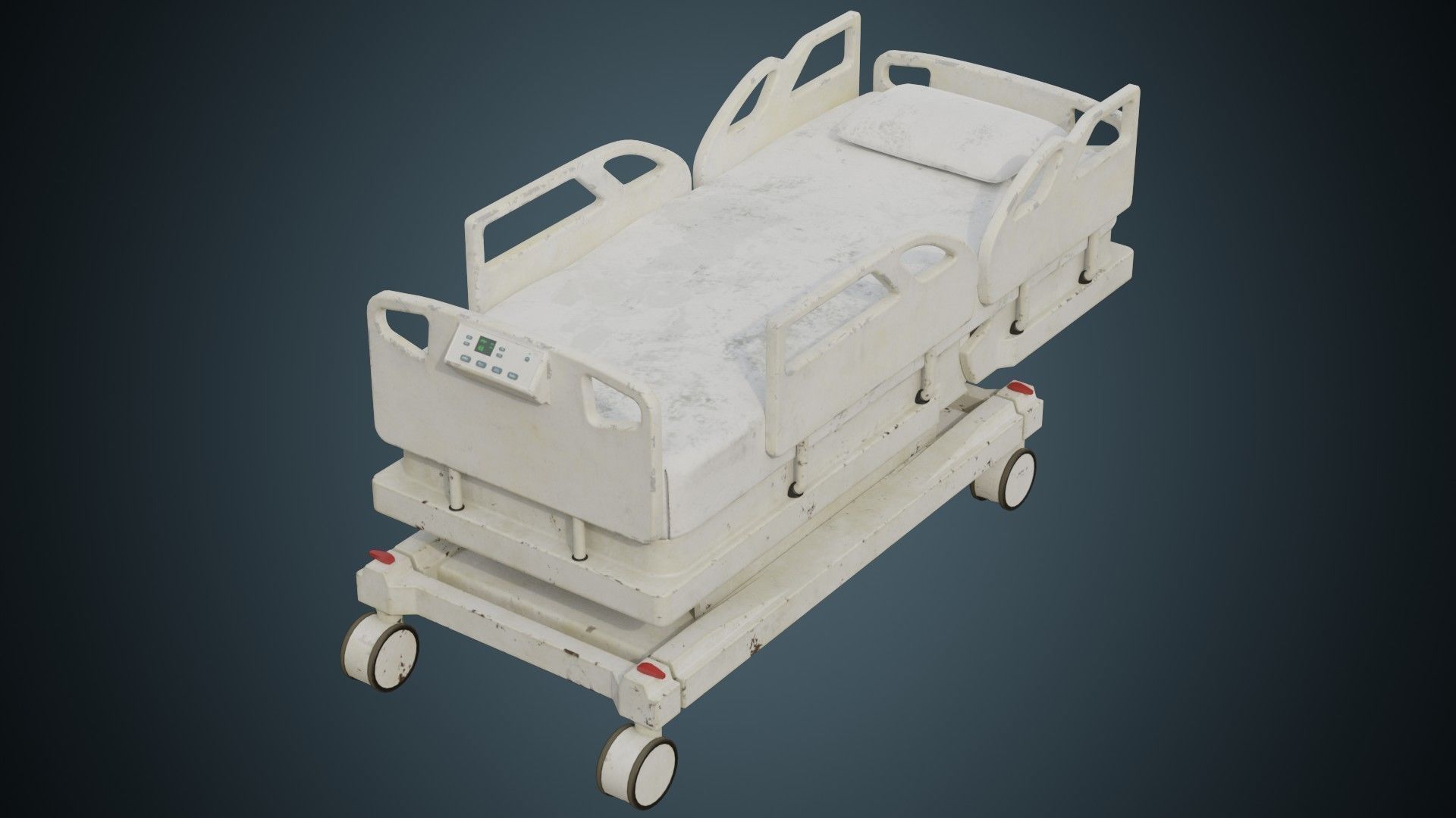 Hospital Bed 1B Low-poly 3D model_3
