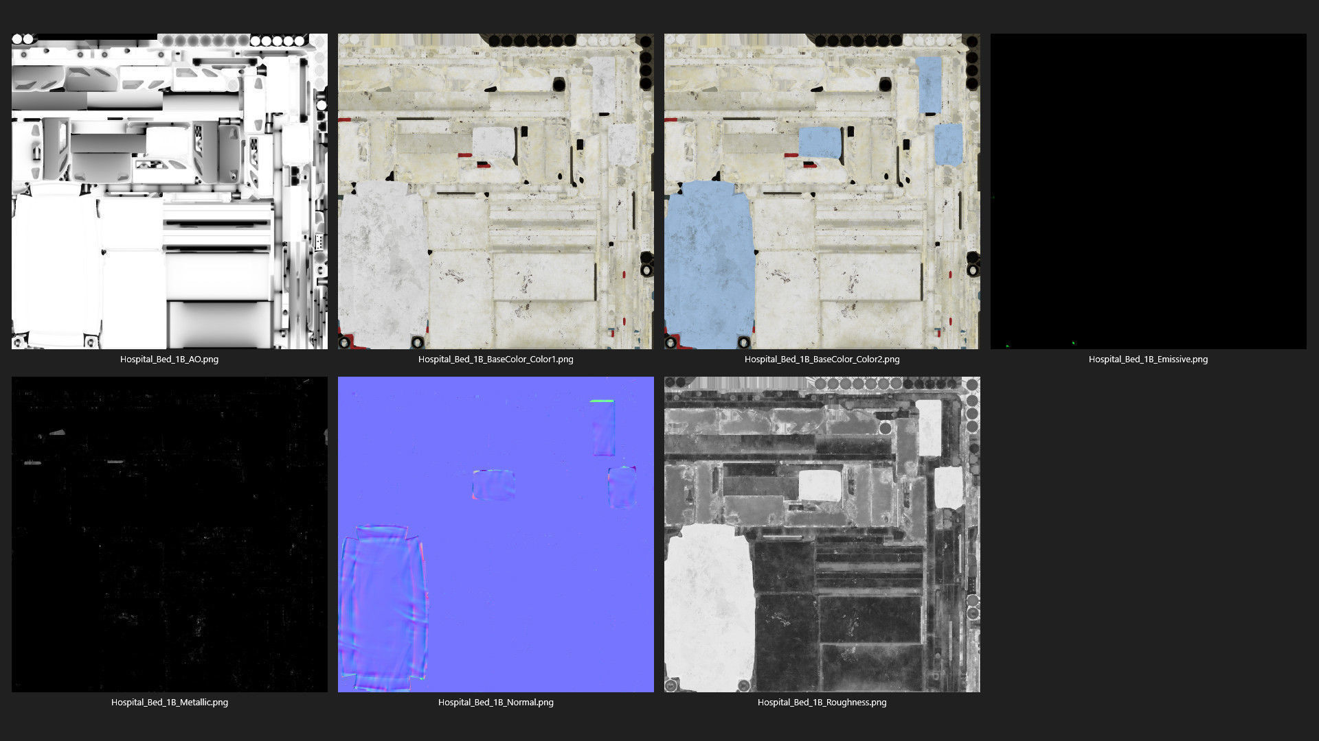 Hospital Bed 1B Low-poly 3D model_11