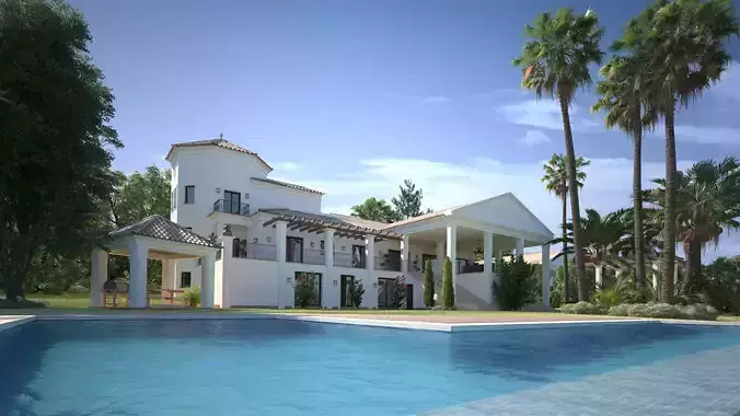 3D model of 2022 luxury fashion villa exterior 75