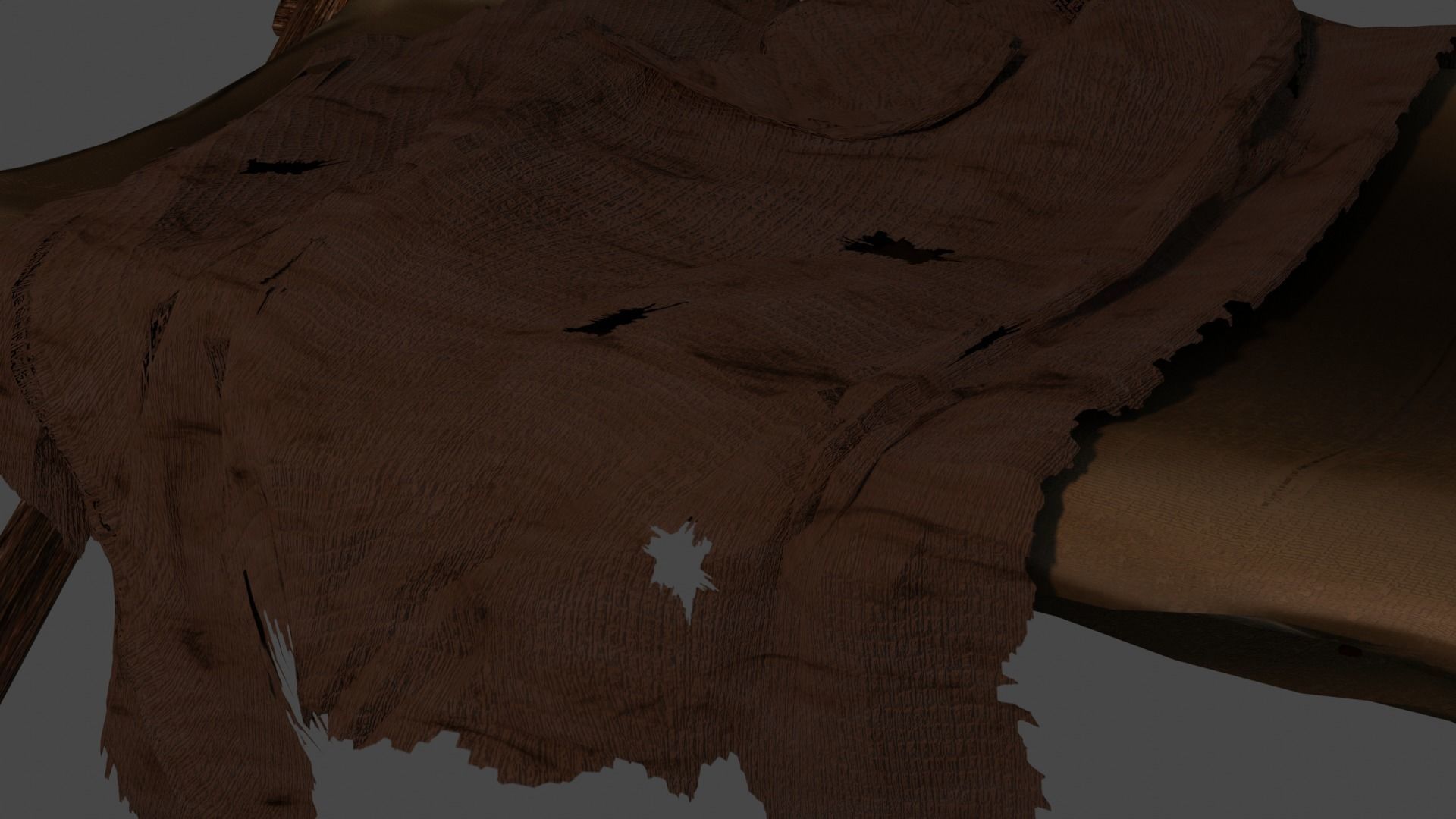 primitive cot and chair like what Shrek would have Low-poly 3D model_12