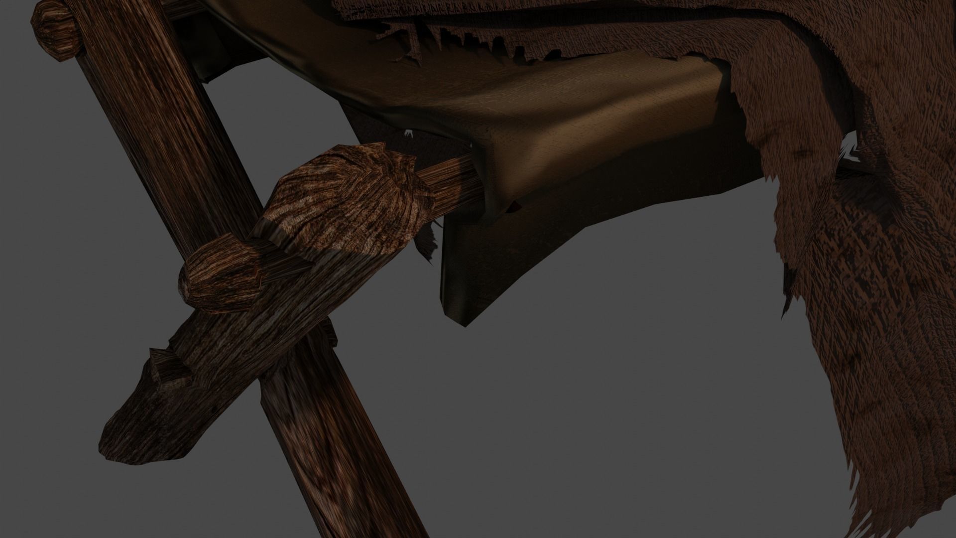 primitive cot and chair like what Shrek would have Low-poly 3D model_10