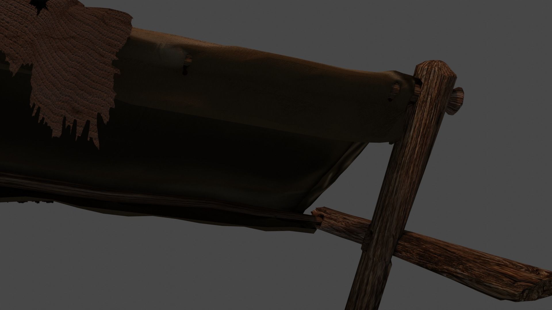 primitive cot and chair like what Shrek would have Low-poly 3D model_14