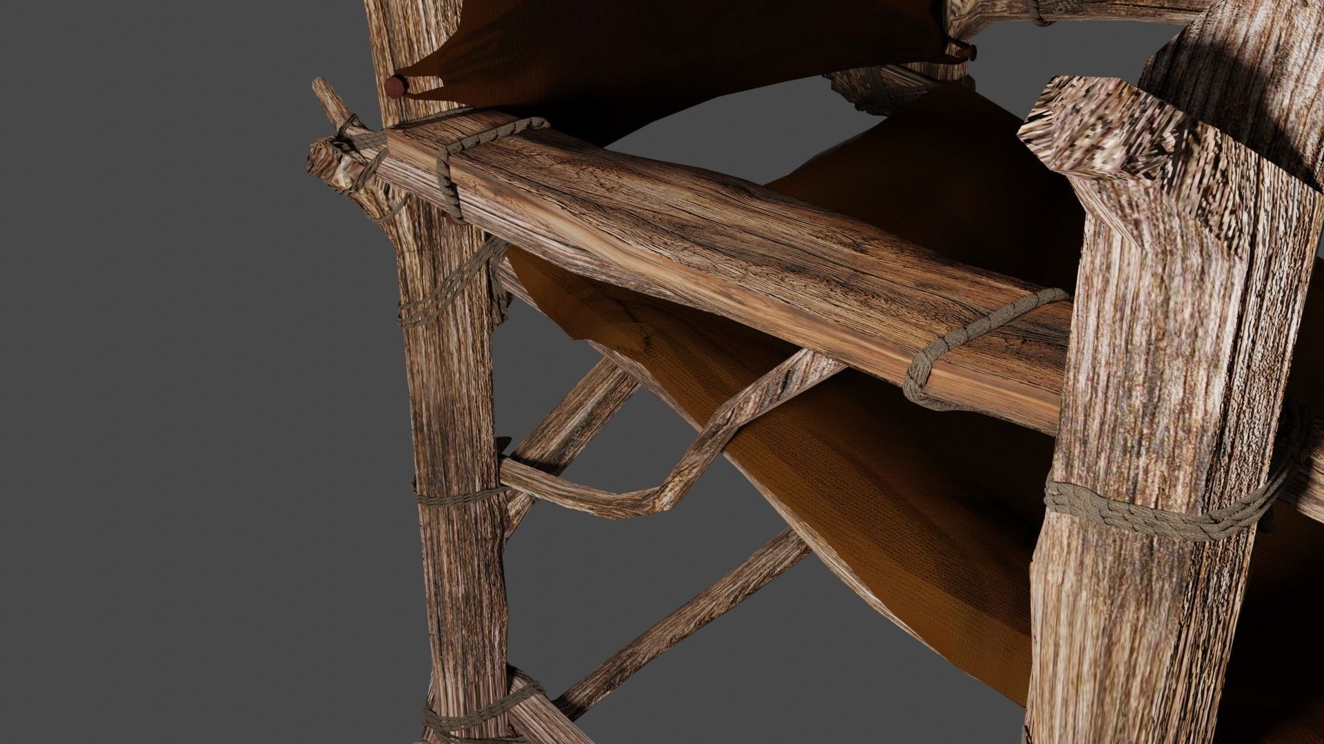primitive cot and chair like what Shrek would have Low-poly 3D model_20
