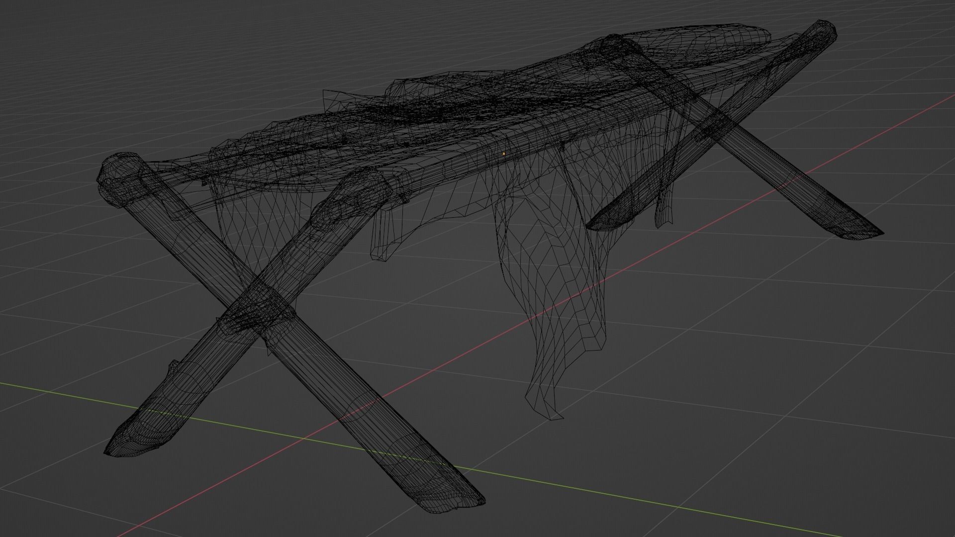 primitive cot and chair like what Shrek would have Low-poly 3D model_9