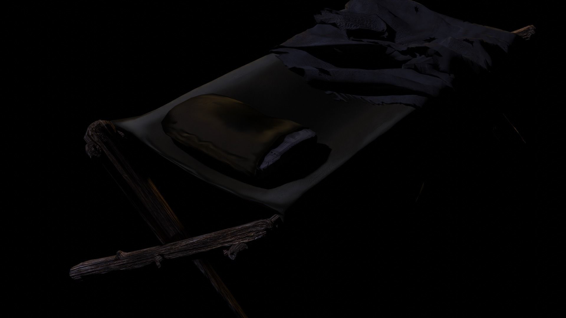 primitive cot and chair like what Shrek would have Low-poly 3D model_4