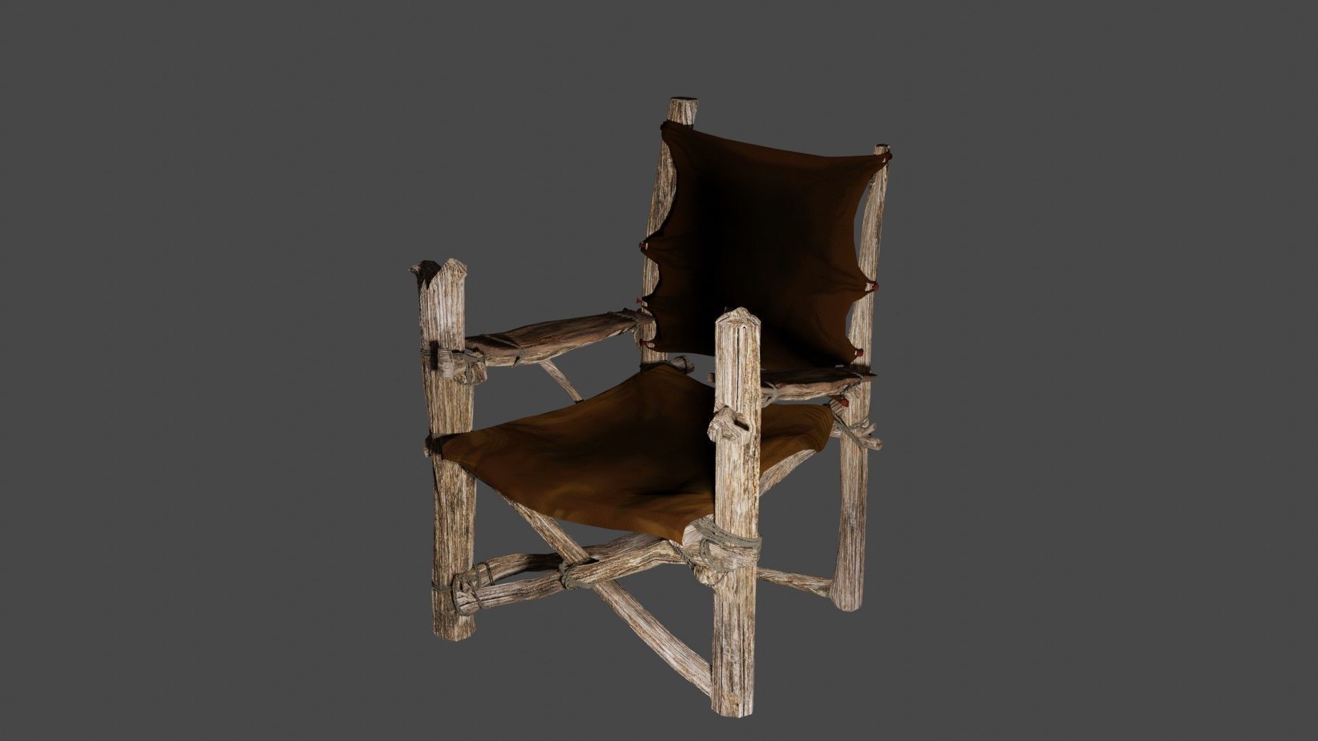 primitive cot and chair like what Shrek would have Low-poly 3D model_16