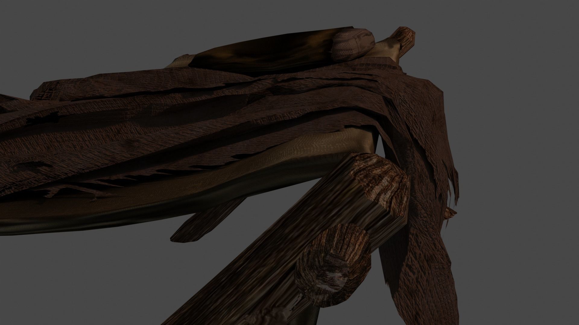 primitive cot and chair like what Shrek would have Low-poly 3D model_13