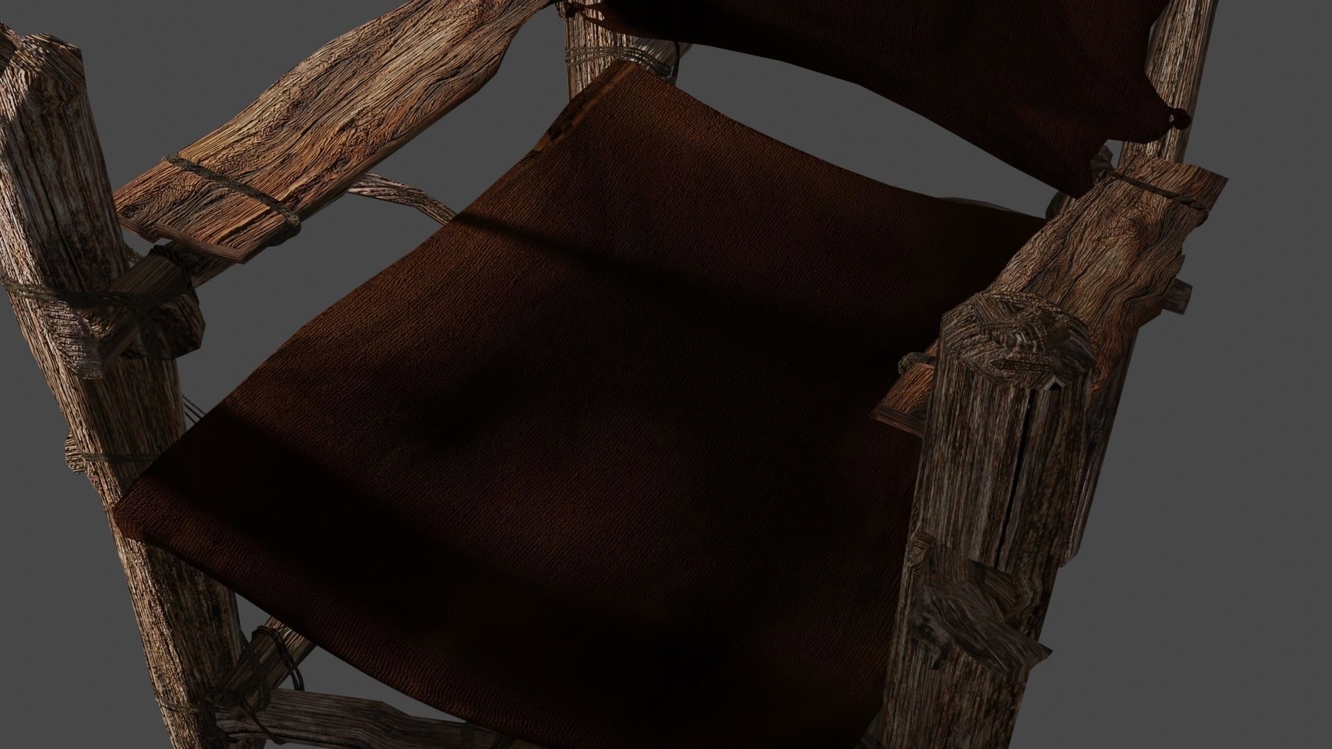 primitive cot and chair like what Shrek would have Low-poly 3D model_26
