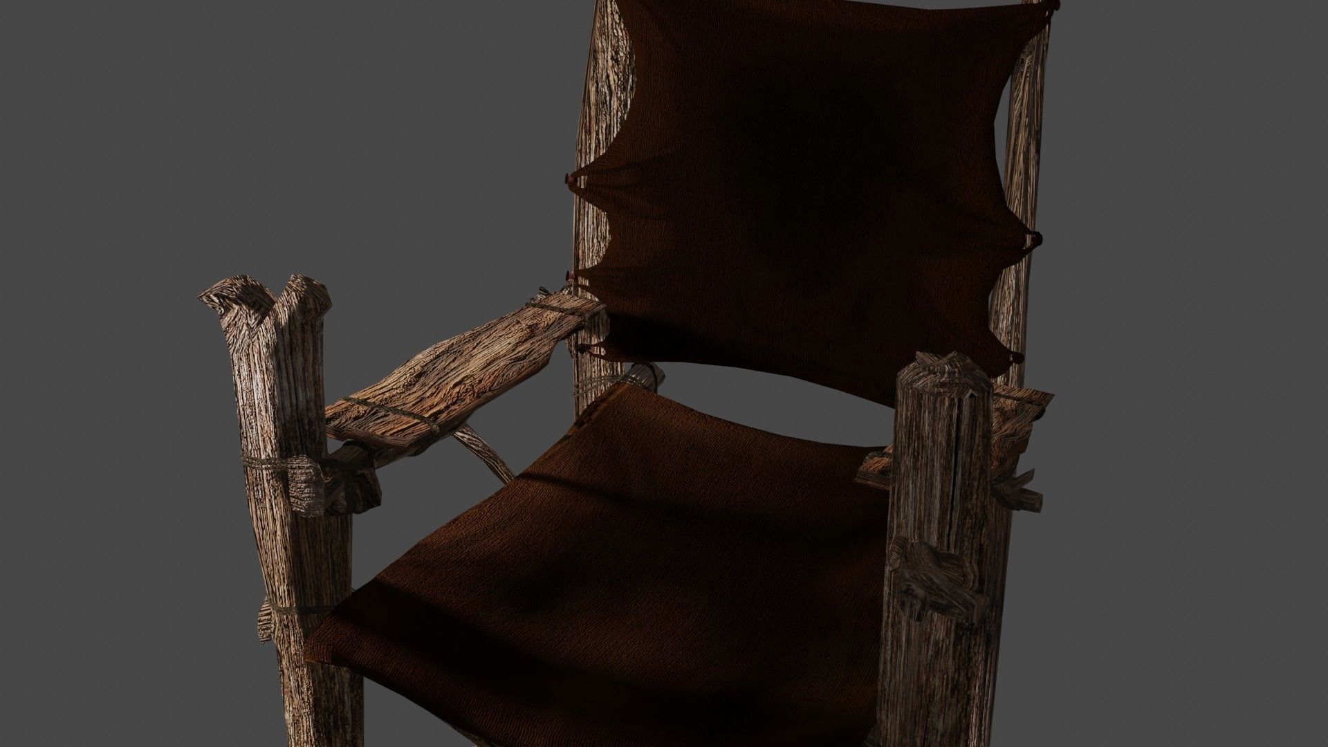 primitive cot and chair like what Shrek would have Low-poly 3D model_22