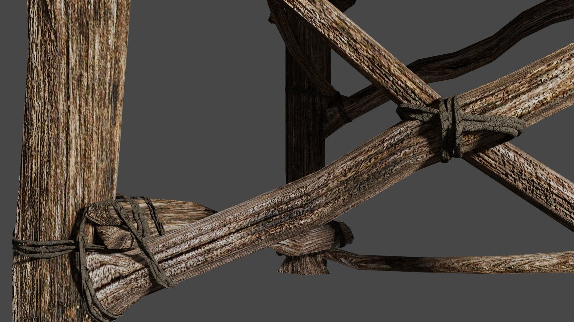 primitive cot and chair like what Shrek would have Low-poly 3D model_19