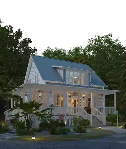 3D model of 2022 luxury fashion villa exterior 76