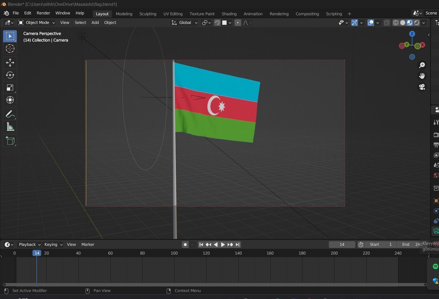 Azerbaijan flag Free 3D model_4
