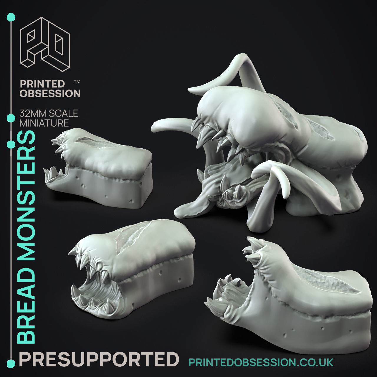 Bread Monsters - 3D Printable TTRPG - PRESUPPORTED - 32mm Scale 3D print model_2