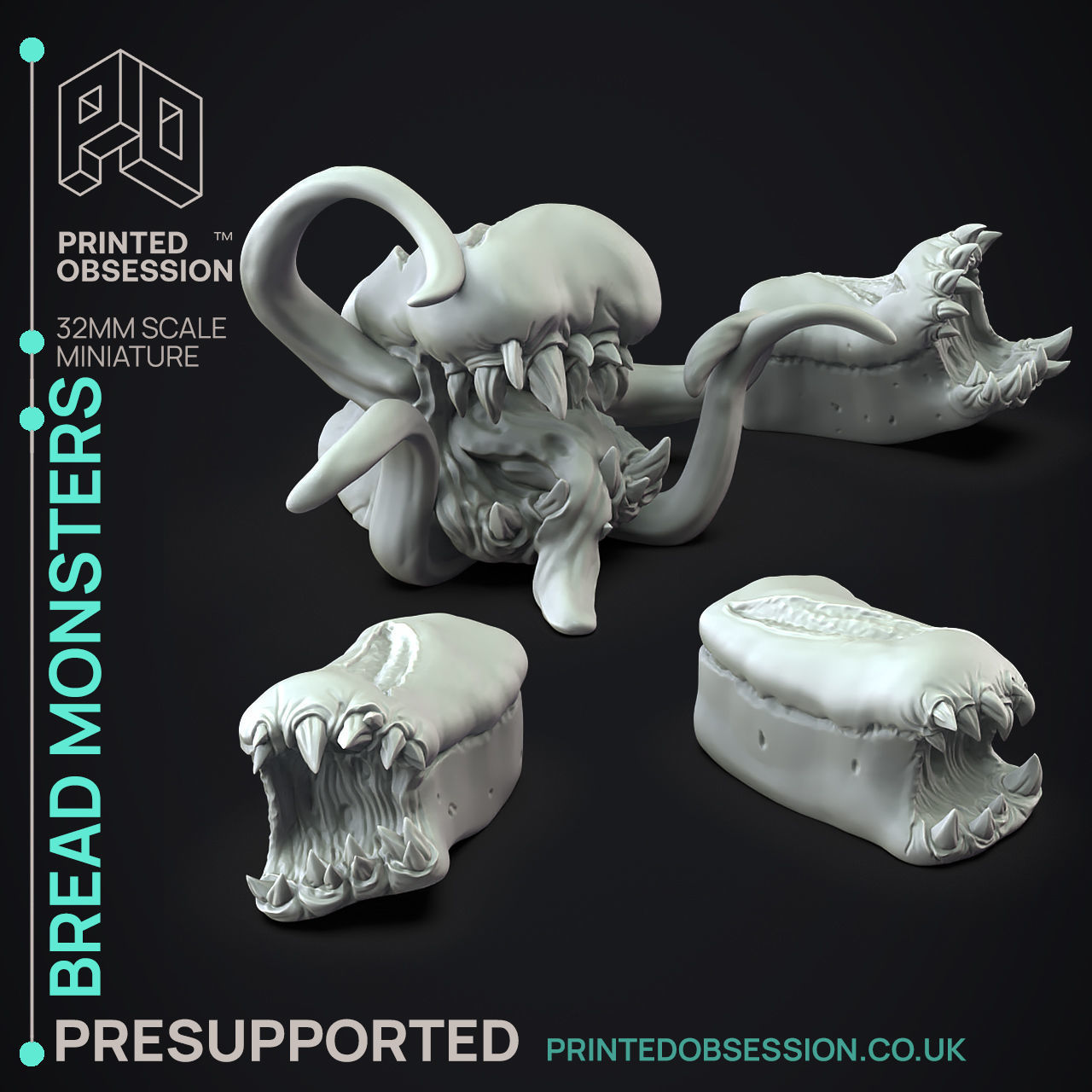 Bread Monsters - 3D Printable TTRPG - PRESUPPORTED - 32mm Scale 3D print model_1
