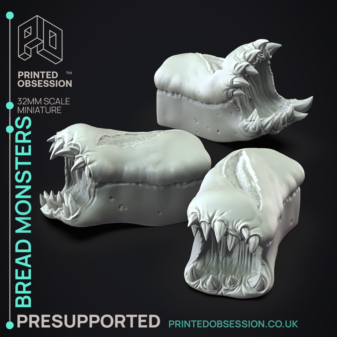 Bread Monsters - 3D Printable TTRPG - PRESUPPORTED - 32mm Scale 3D print model_3