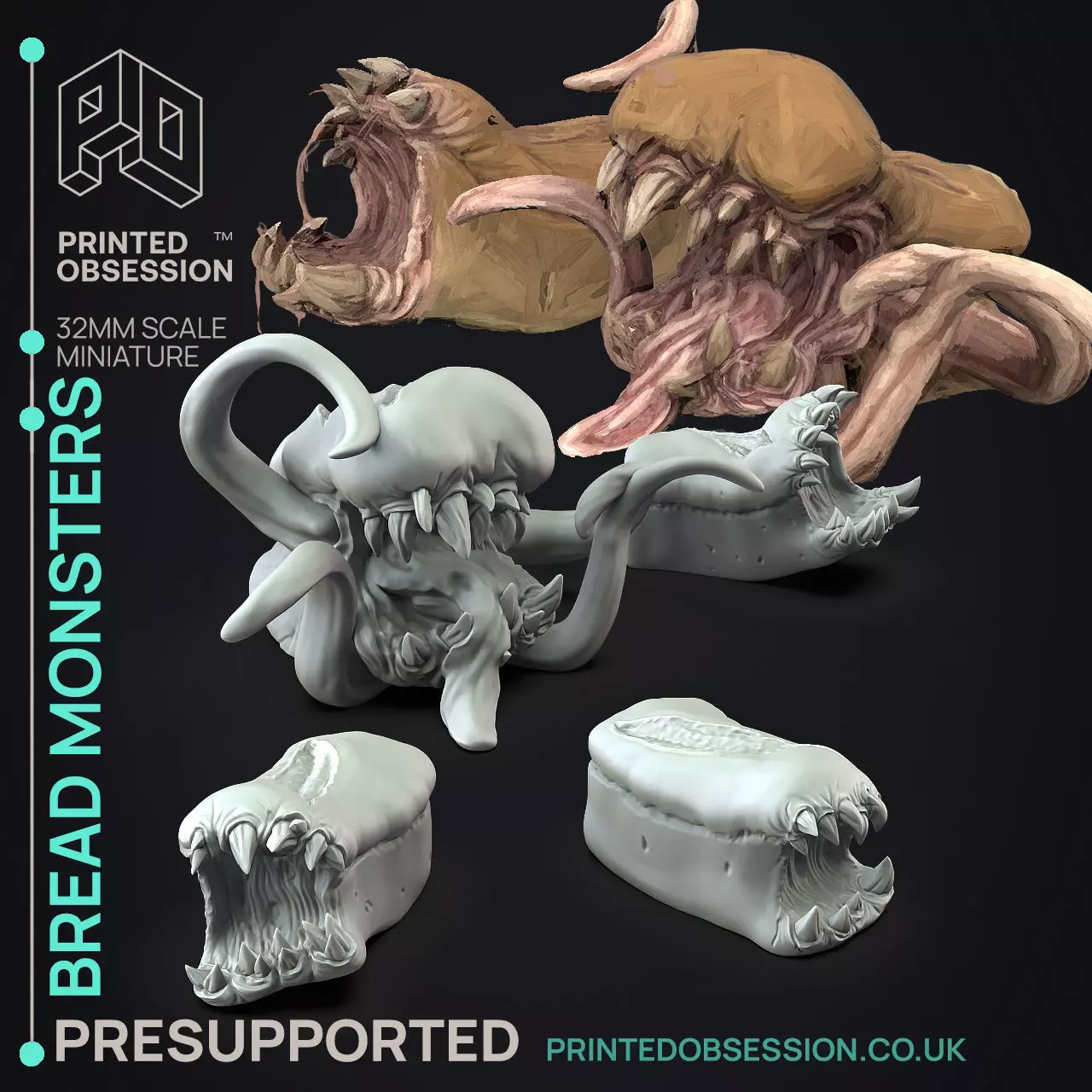 Bread Monsters - 3D Printable TTRPG - PRESUPPORTED - 32mm Scale 3D print model_0
