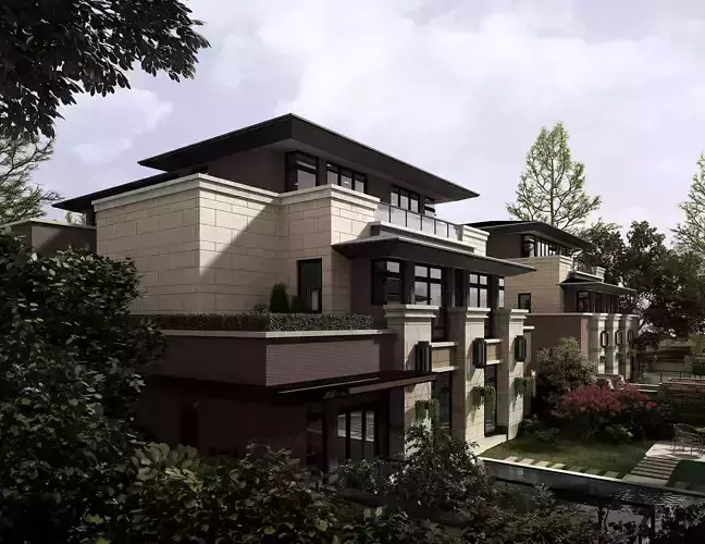 3D model of 2022 luxury fashion villa exterior 81