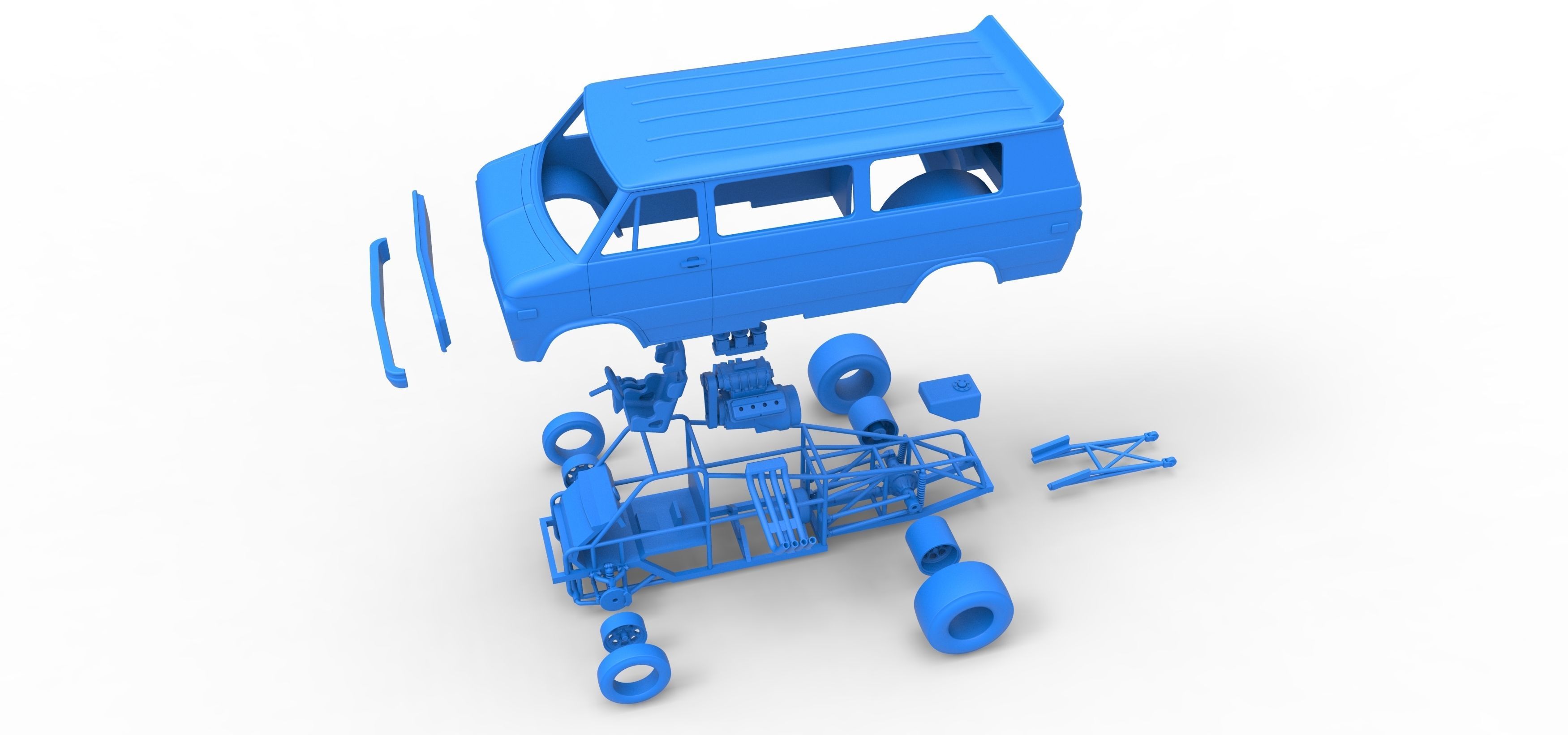 Dragster Van Scale 1 to 25 3D print model_37