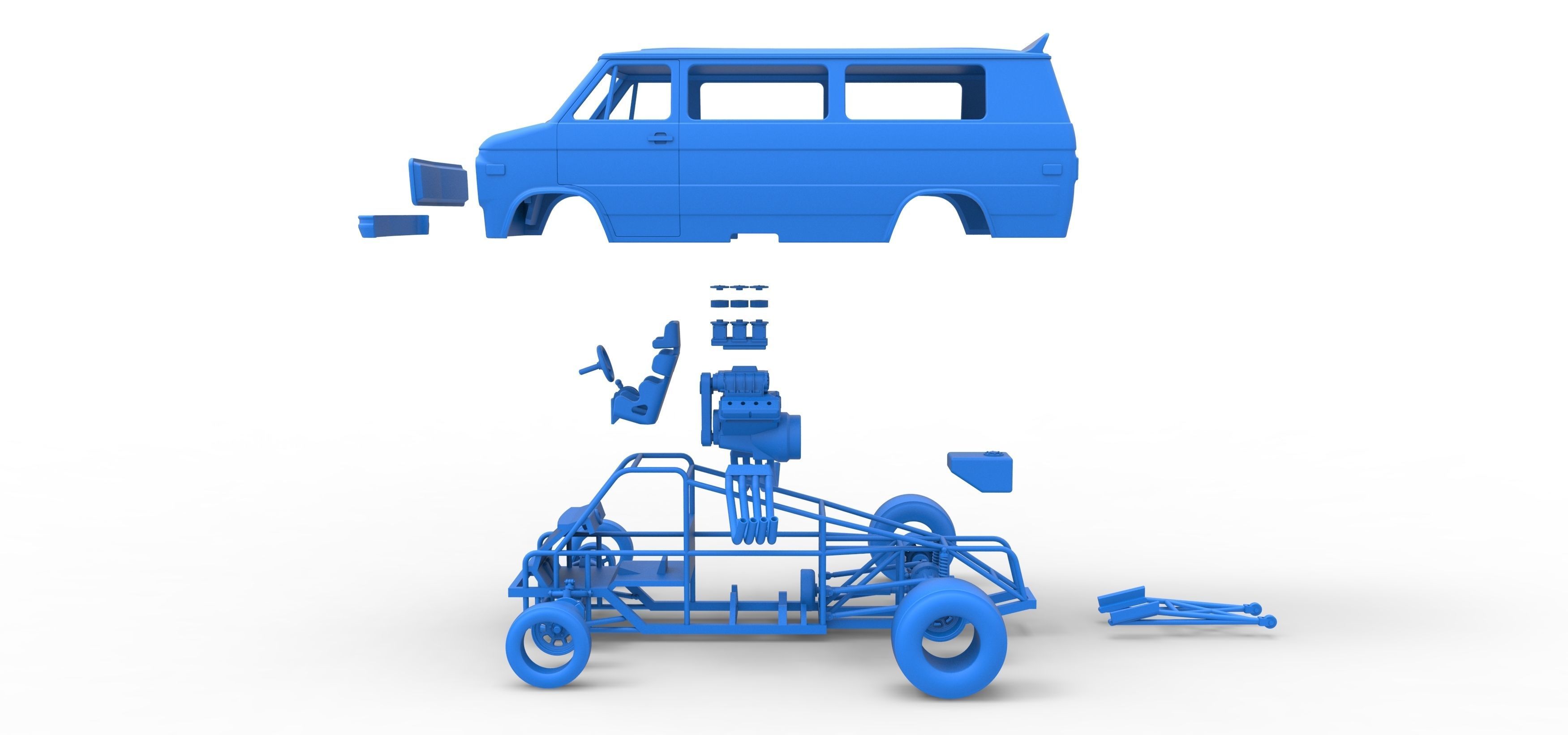 Dragster Van Scale 1 to 25 3D print model_39