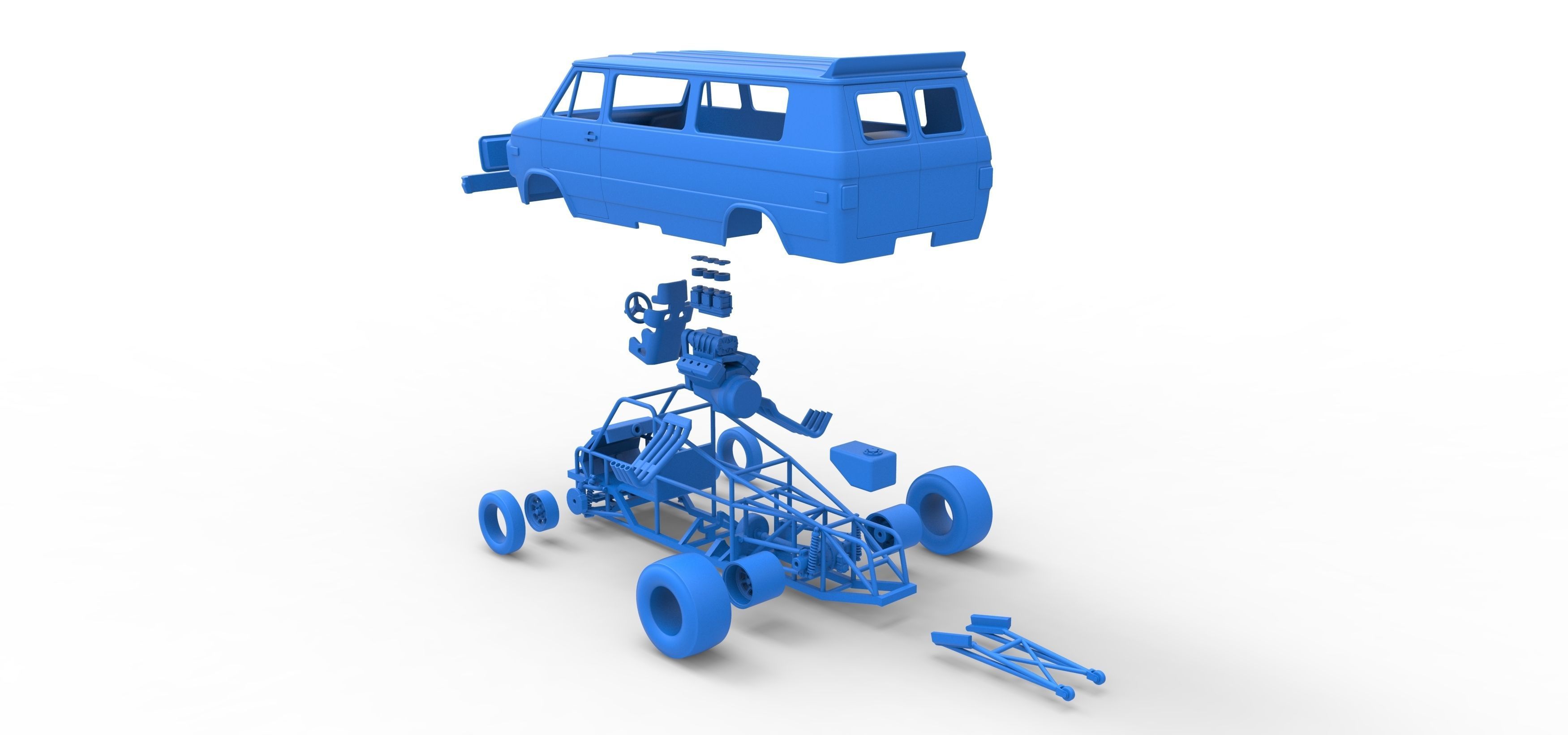 Dragster Van Scale 1 to 25 3D print model_41