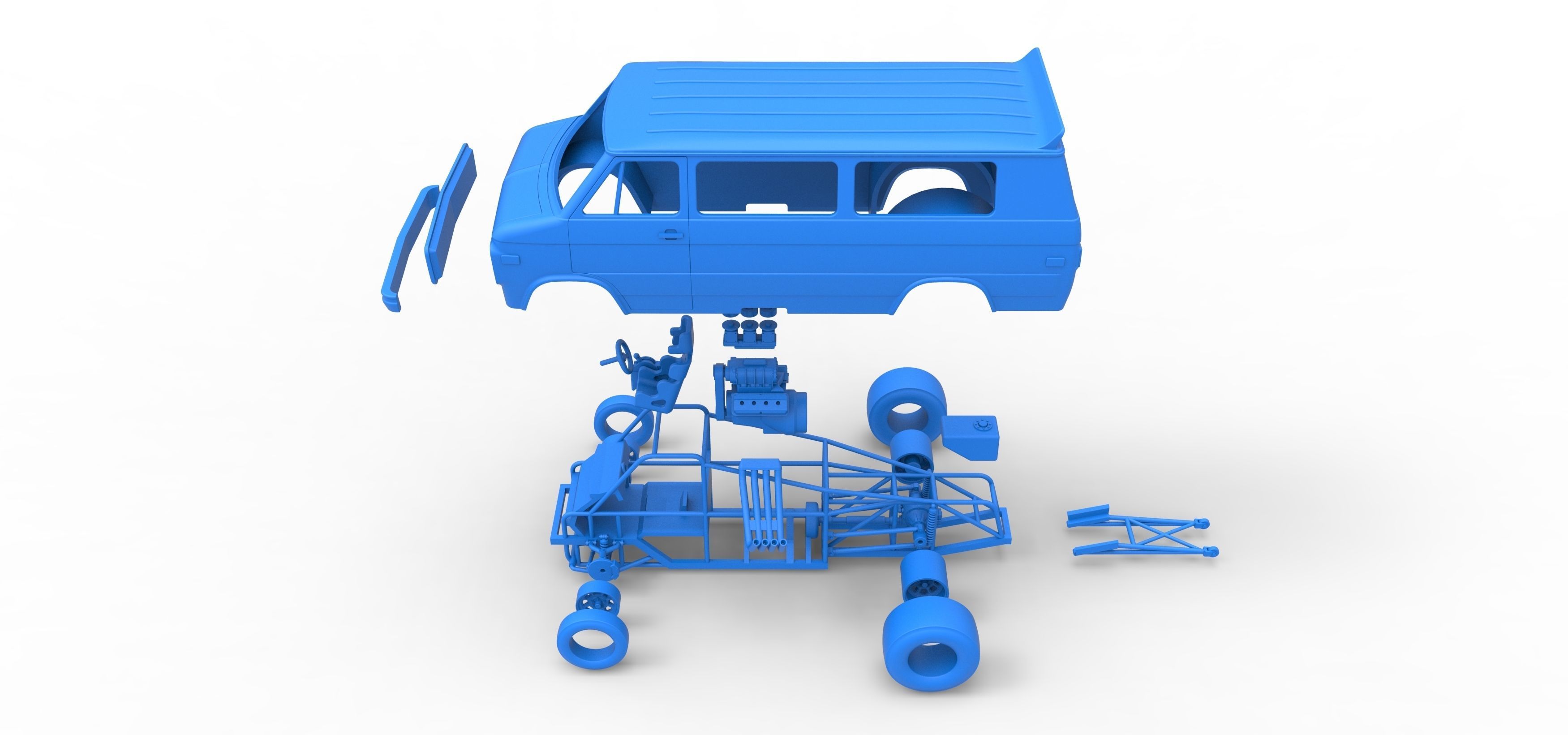 Dragster Van Scale 1 to 25 3D print model_40