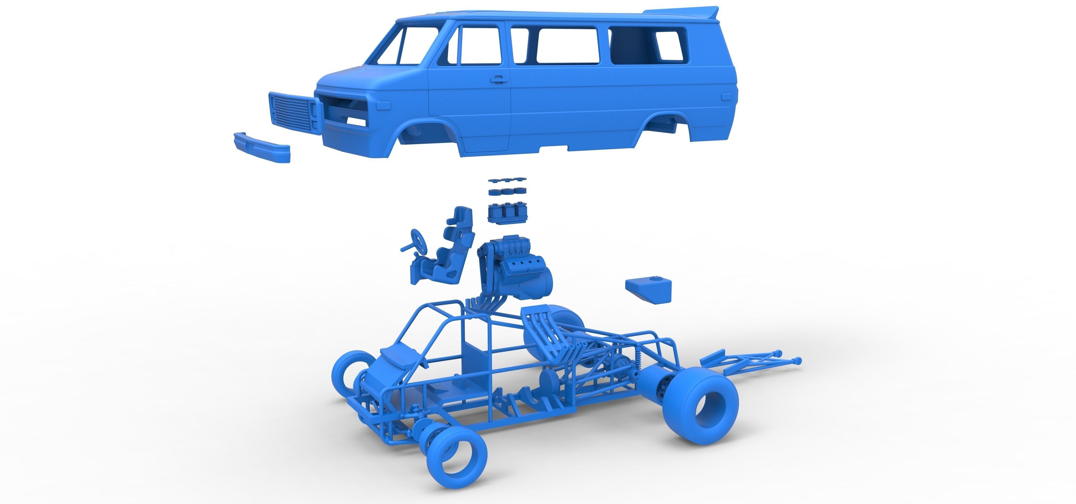 Dragster Van Scale 1 to 25 3D print model_35