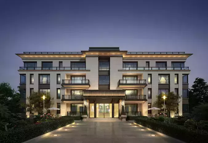 3D model of 2022 luxury fashion villa exterior 82