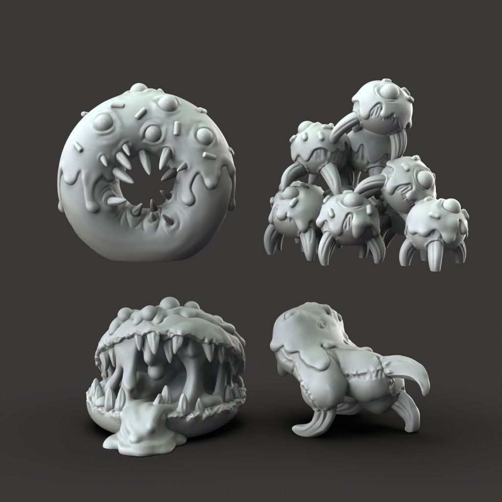 Evil Donuts - 3D Printable TTRPG - PRESUPPORTED - 32mm Scale 3D print model_3