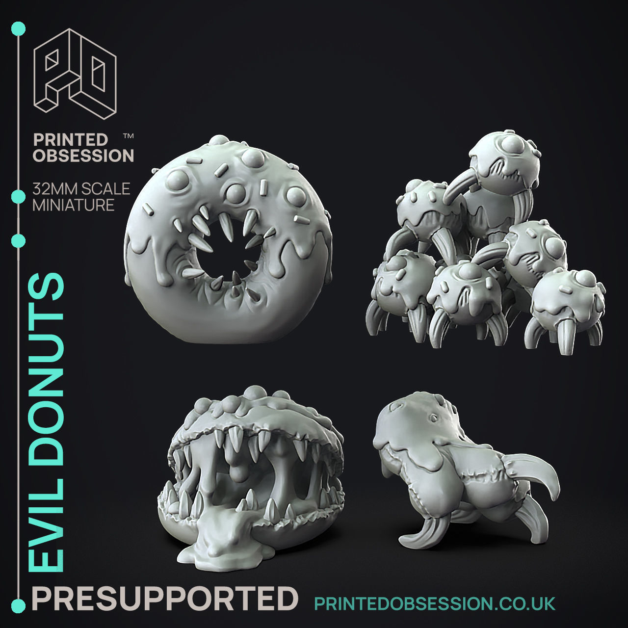 Evil Donuts - 3D Printable TTRPG - PRESUPPORTED - 32mm Scale 3D print model_1