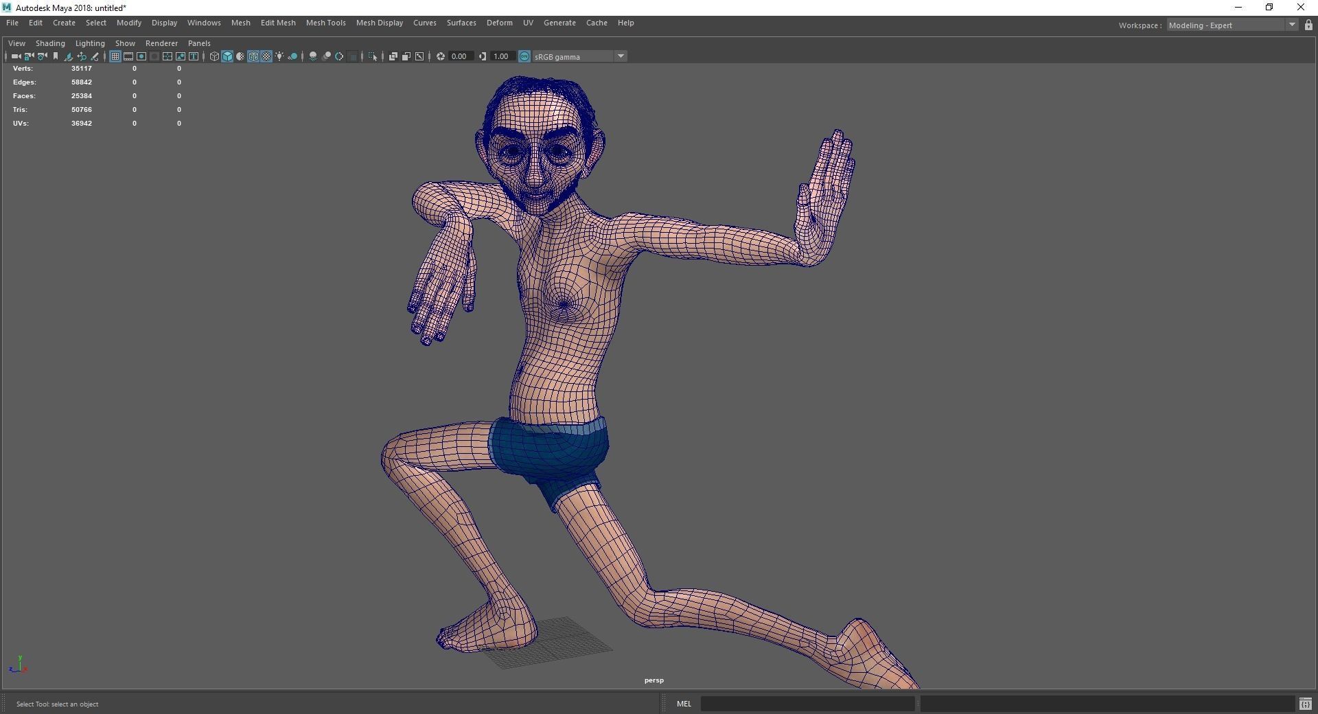 Old Man grandfather stylized Male cartoon Low-poly 3D model_26