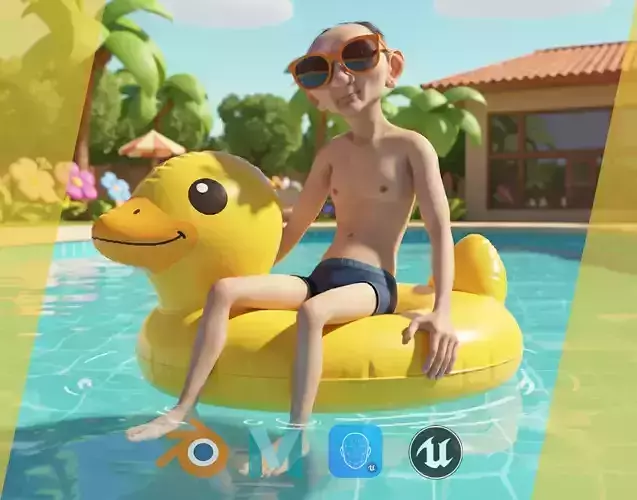 Old Man grandfather stylized Male cartoon Low-poly 3D model