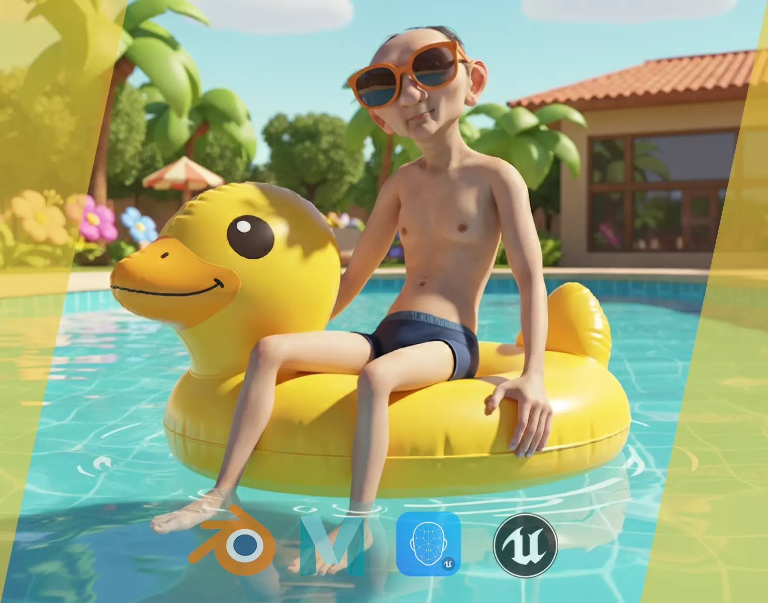 Old Man grandfather stylized Male cartoon Low-poly 3D model_0